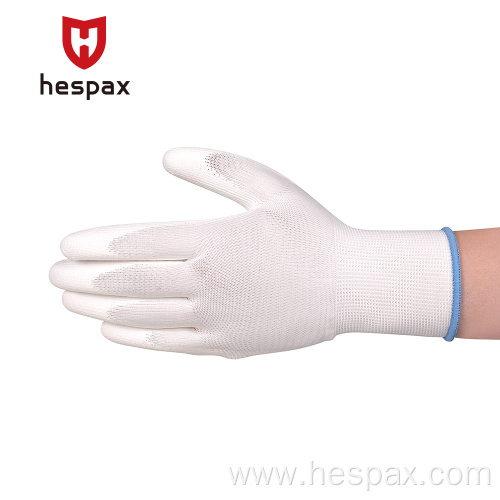 Hespax 13G PU Gripped Esd Industrial Work Gloves